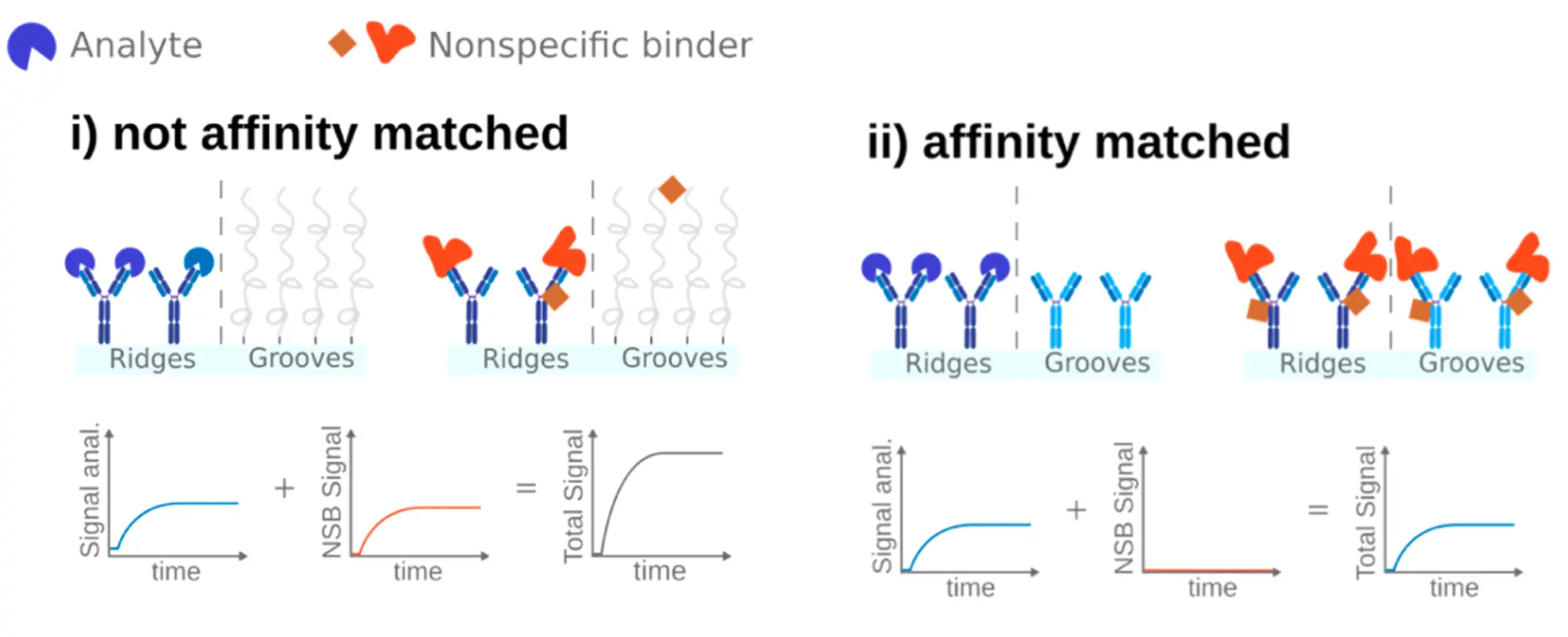 Schematic of the backfilling process showing affinity-matched versus non-matched grooves